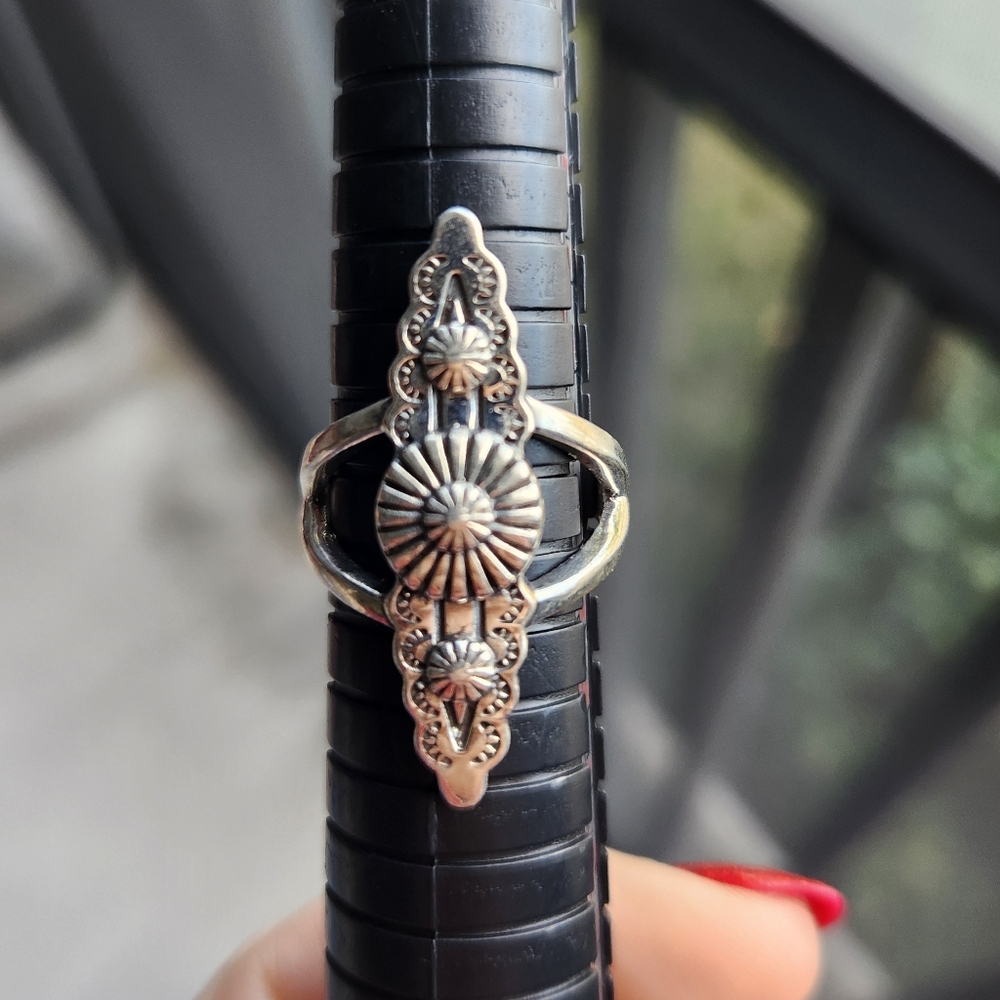 Handmade Sterling Silver 925 Elongated Concho Western Ring Size 8 - Picture 7 of 8